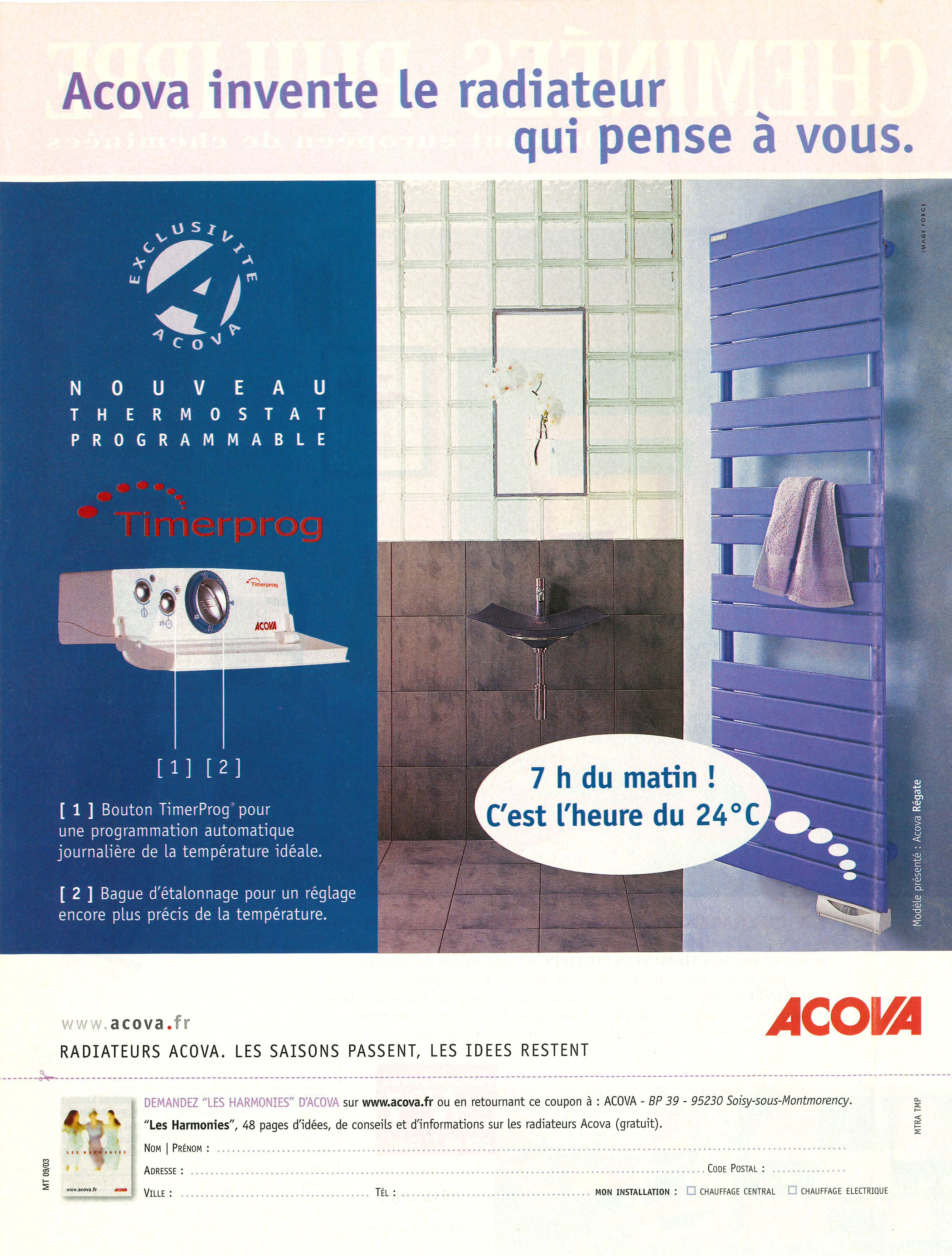 Invention du thermostat Timerprog avec sa programmation automatisée - 2003