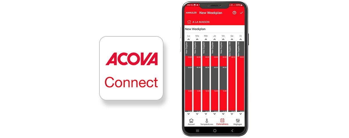 Application "Acova Connect" : pilotage sèche-serviettes via smartphone