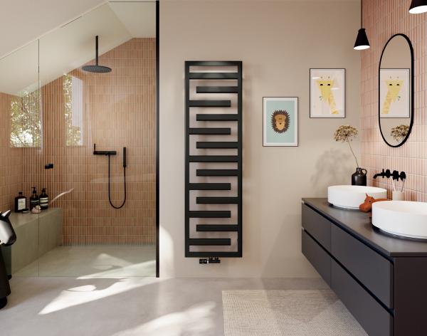 Photo d'ambiance du radiateur sèche-serviettes Acova Kapla noir